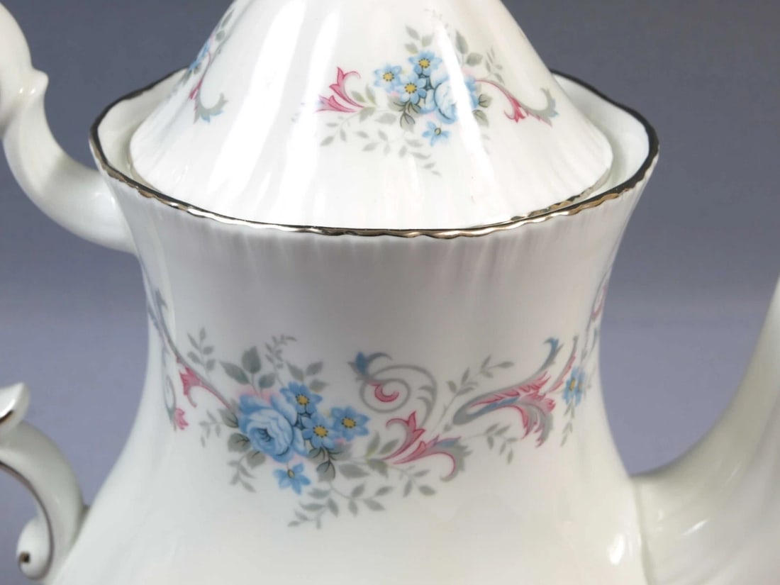 Paragon ROMANCE Coffee Pot Teapot Silver Platinum Rim England Large - 2