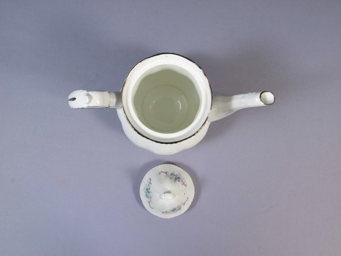 Paragon ROMANCE Coffee Pot Teapot Silver Platinum Rim England Large - 3