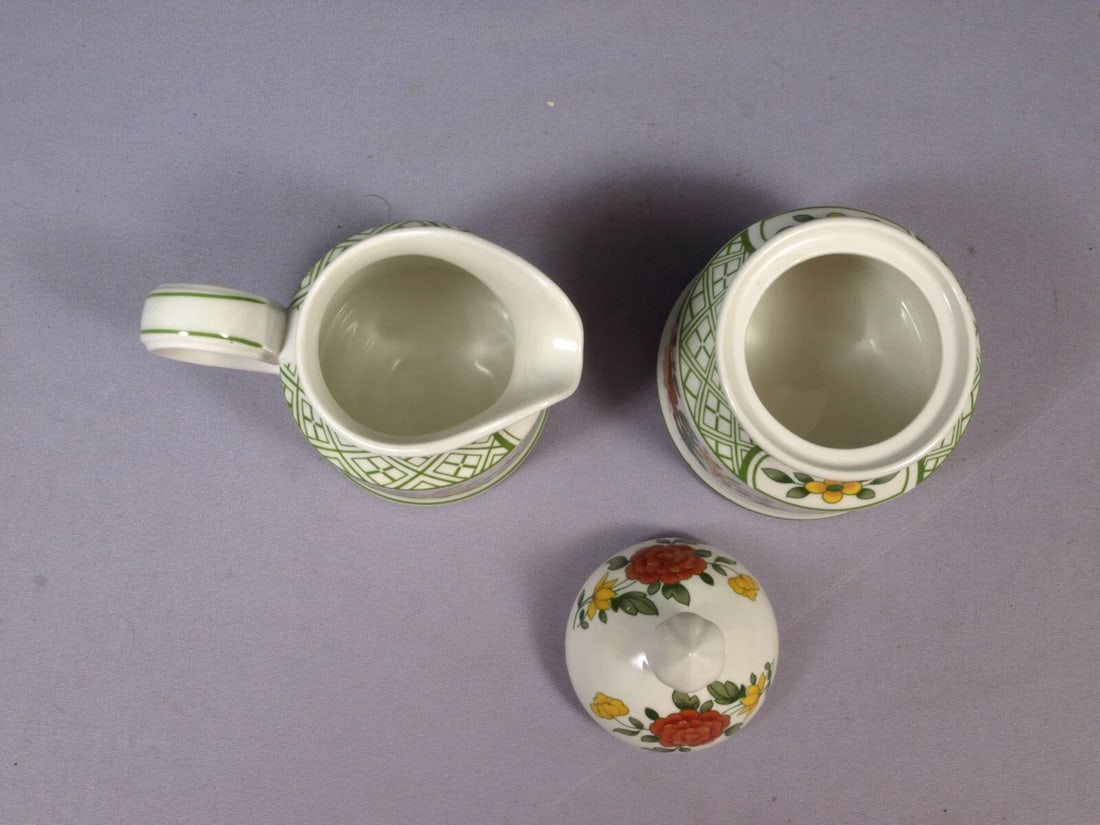 Villeroy & Boch Summer Day Sugar Bowl Creamer Milk Jug Set Germany Vintage - 2