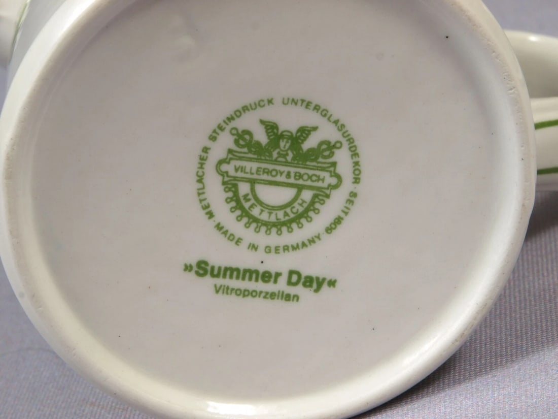 Villeroy & Boch Summer Day Sugar Bowl Creamer Milk Jug Set Germany Vintage - 4