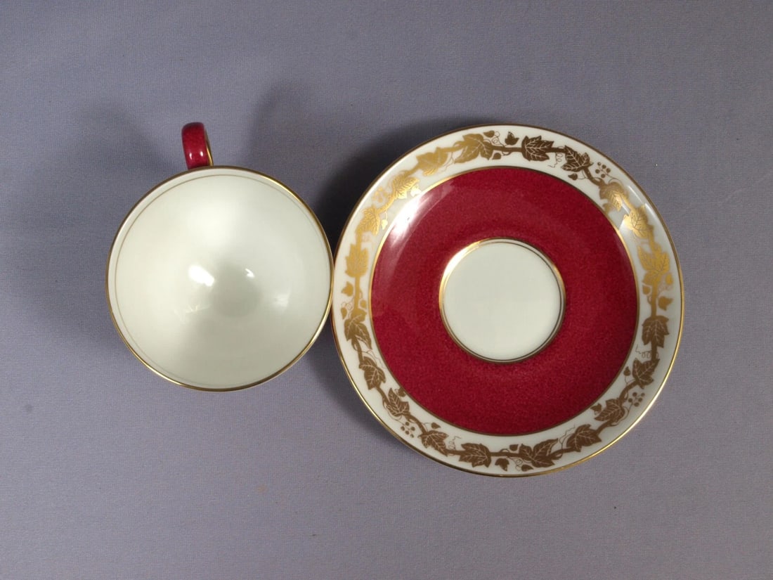 Wedgwood WHITEHALL POWDER RUBY BAND Coffee Tea Cup Saucer Plate W3994 - 3