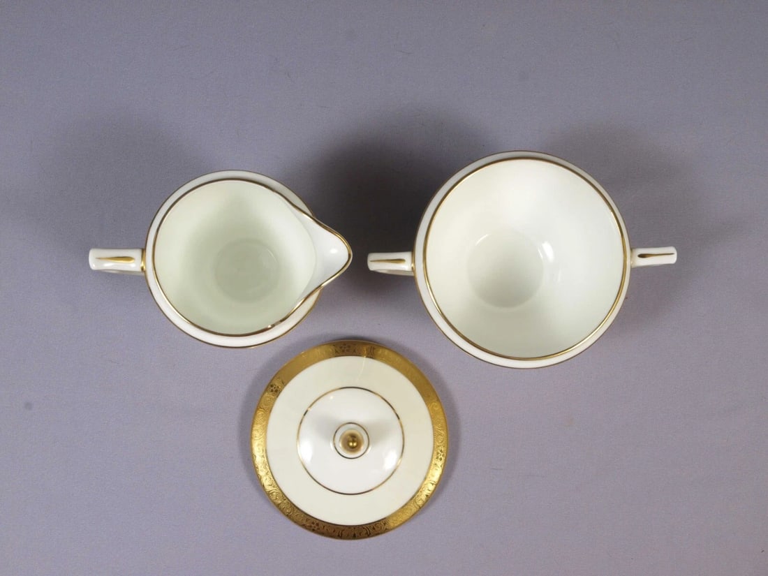 MINTON WESTMINSTER K154 GOLD Encrusted Creamer Milk Jug Covered Sugar Bowl SET - 2