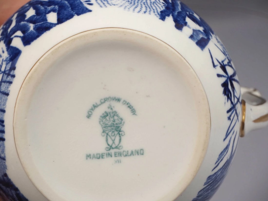 Royal Crown Derby Blue Mikado Milk Jug Creamer Open Sugar Bowl Bone china - 6