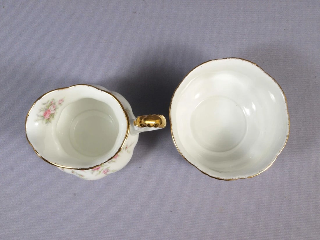 Paragon VICTORIANA ROSE Creamer Milk Jug Open Sugar Set England Pink - 2
