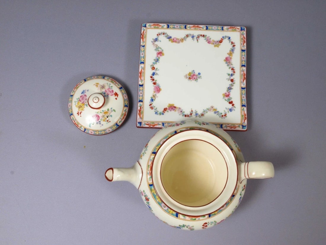 Minton Rose A4807 Older England Coffee Tea pot Creamer Sugar Cup Trivet Antique - 4