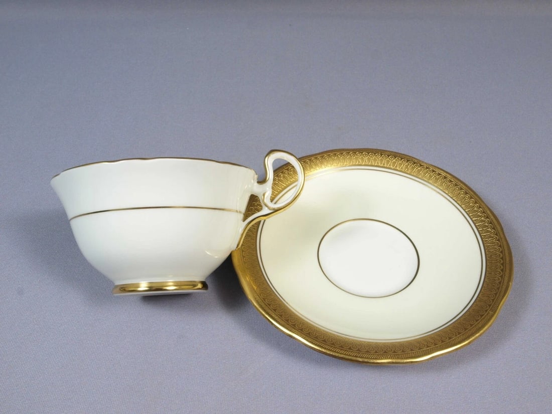 Aynsley SANDRINGHAM Gold Encrusted Coffee Tea Cup Saucer Set 3830 England - 3