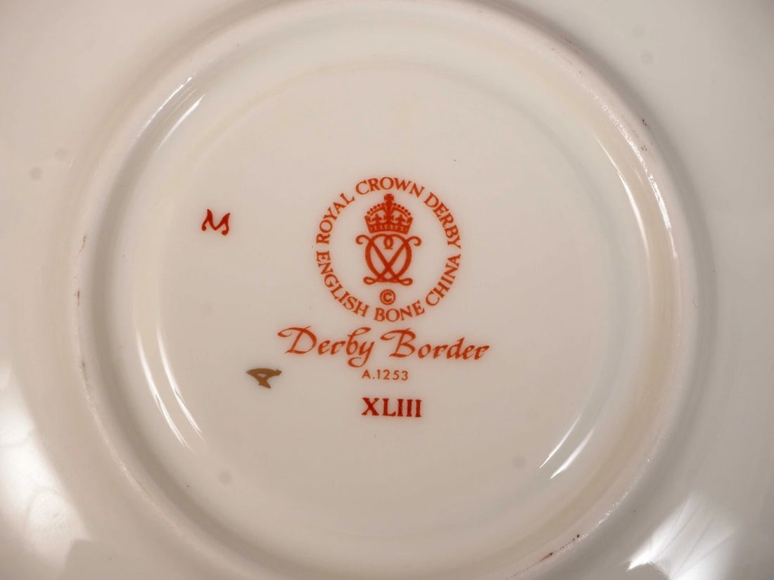 ROYAL CROWN DERBY BORDER Imari Coffee Tea Cup Saucer Set Cobalt England - 2