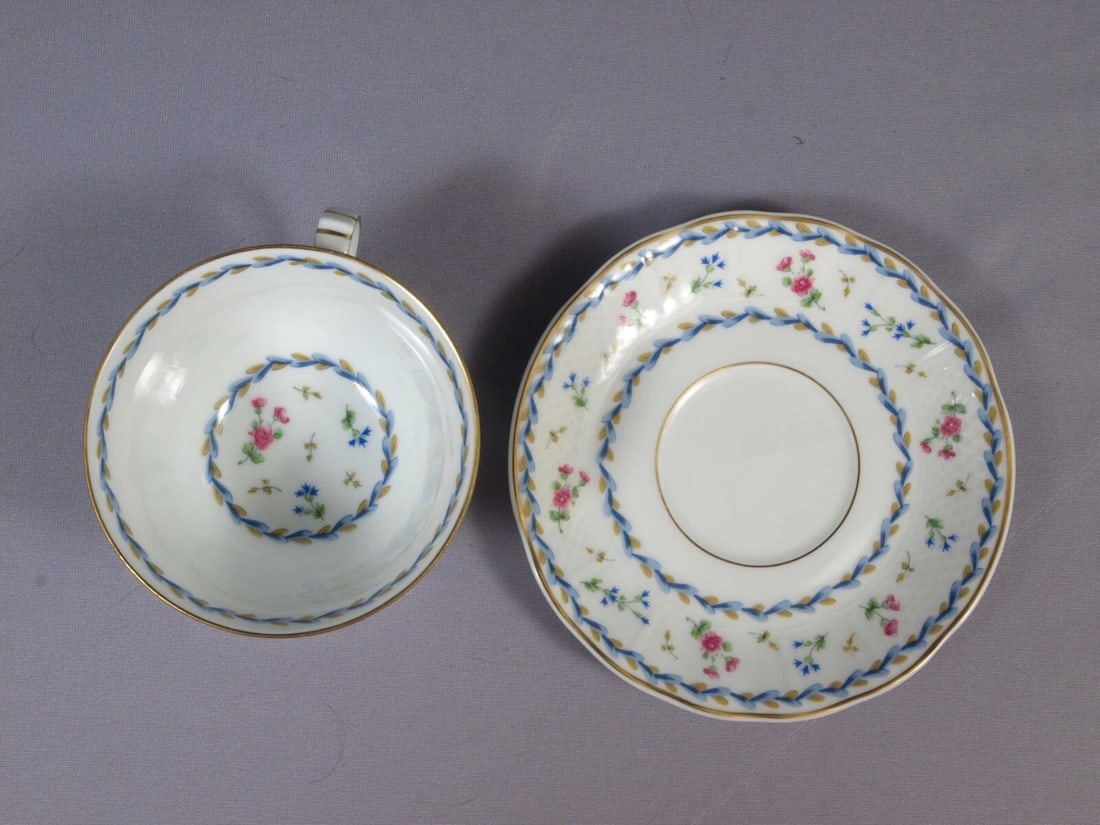 Limoges BERNARDAUD France ARTOIS BLEU Coffee Tea Cup Saucer Set - 3