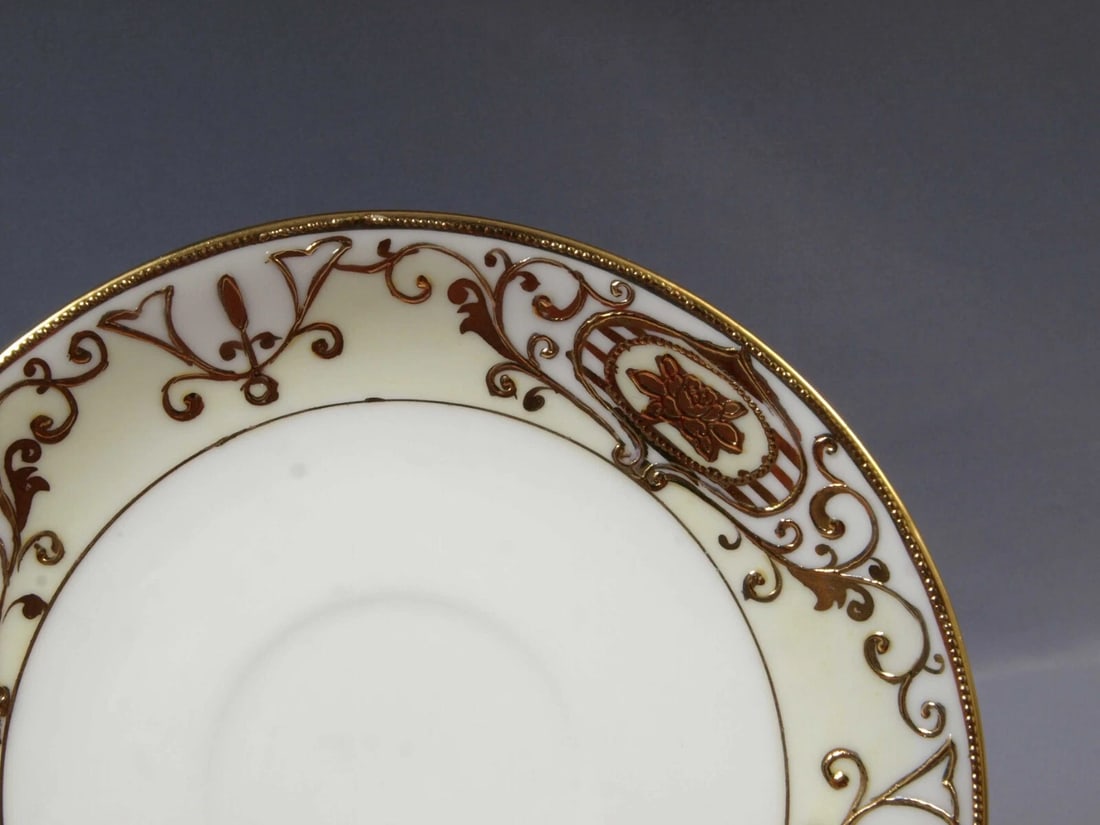 NORITAKE 175 Christmas Ball Coffee Tea Cup Saucer Set ANTIQUE 1920s Green Mark - 3