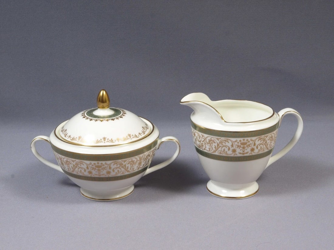 Minton ARAGON Creamer Milk Jug Covered Sugar Bowl SET Bone China England (1 of 4)