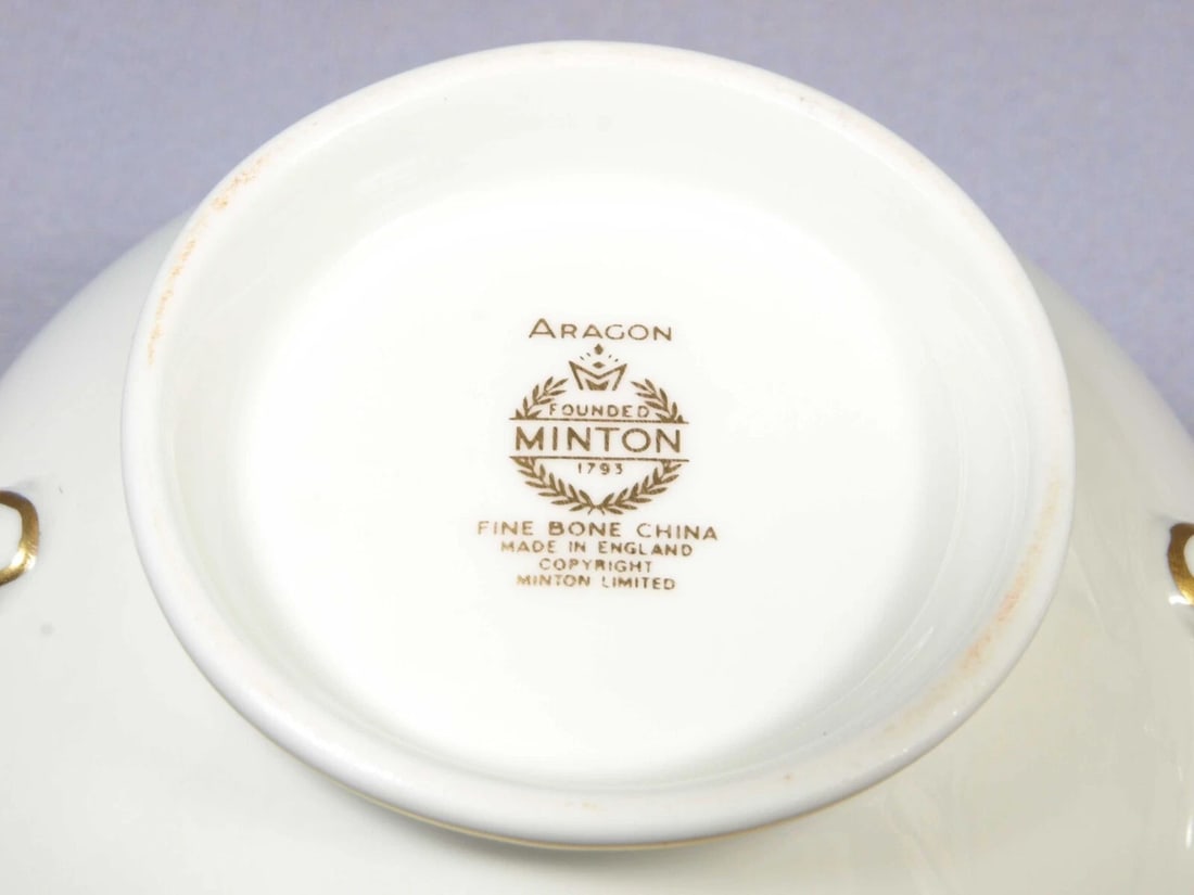 Minton ARAGON Creamer Milk Jug Covered Sugar Bowl SET Bone China England - 4