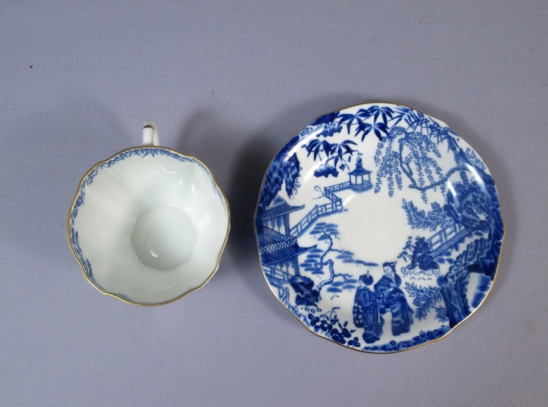 Royal Crown Derby Blue Mikado Coffee Tea Cup Saucer Bone china Larger Unusual - 3