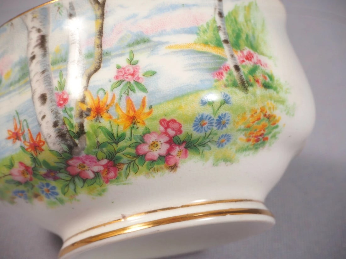 Royal Albert Silver Birch Cream Milk Creamer Jug Sugar Bowl Bone China England - 4