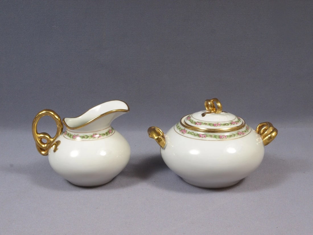 Limoges France CH Field Haviland GDA CHF404 COFFEE TEA Luncheon Rose Garland - 4