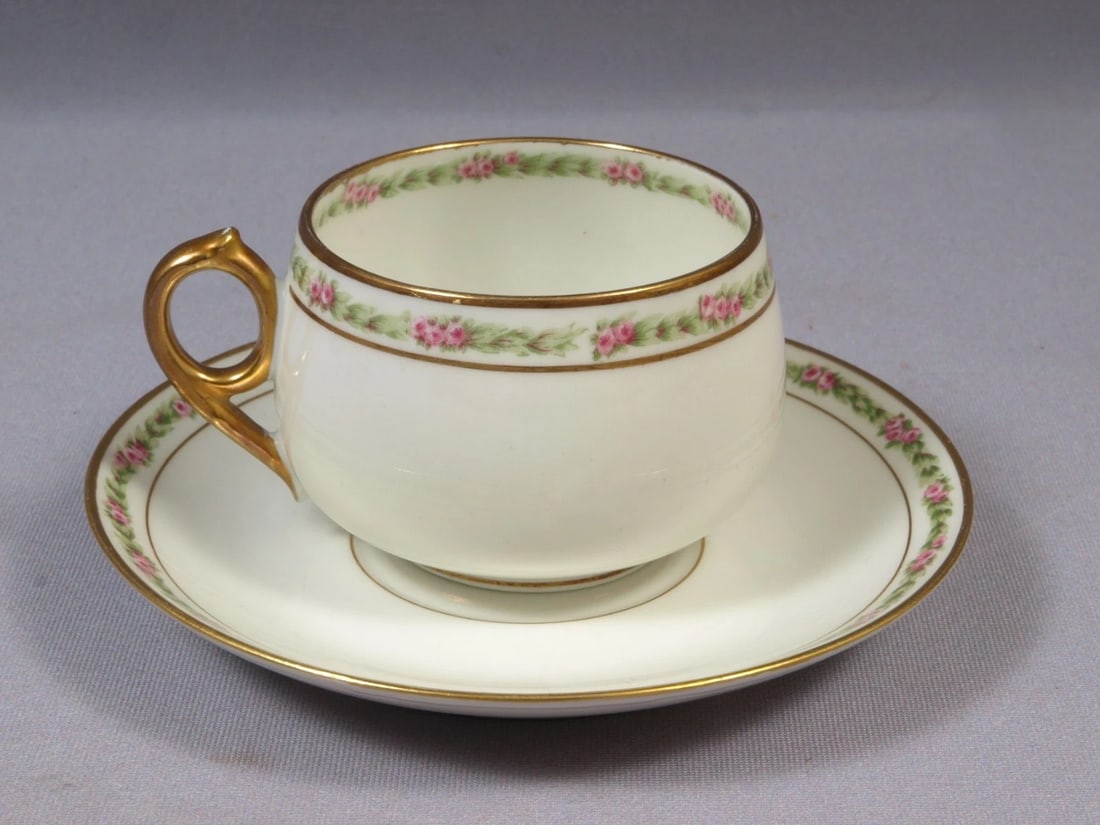 Limoges France CH Field Haviland GDA CHF404 COFFEE TEA Luncheon Rose Garland - 7