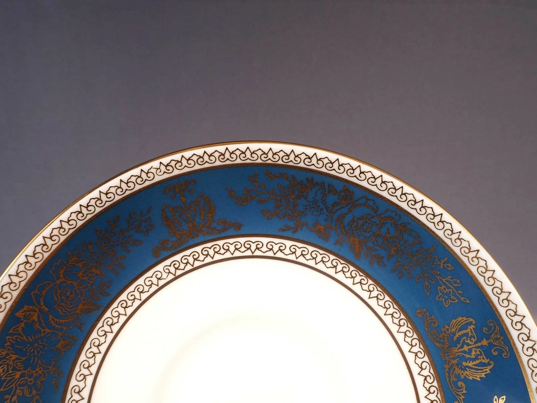 Wedgwood GOLD COLUMBIA Blue Gold Coffee Tea Cup Saucer England Bone China - 3