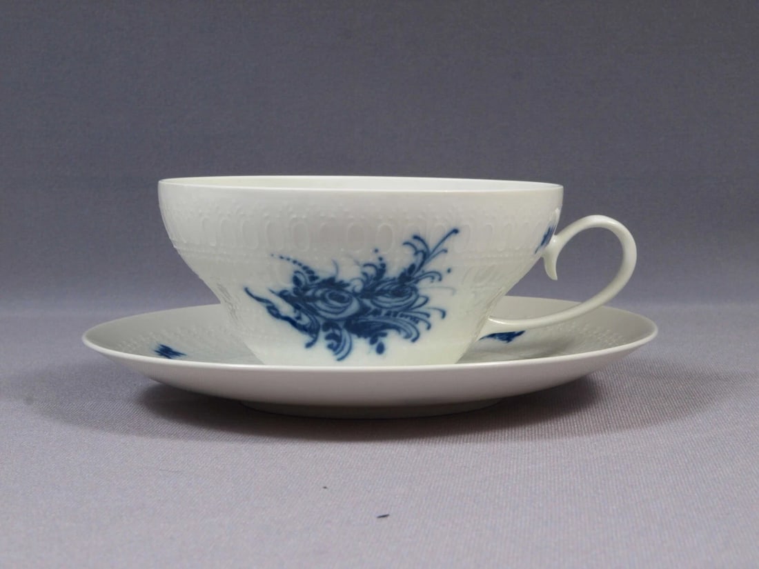 Vintage ROSENTHAL Bjorn RHAPSODY Romance Coffee Tea Cup Saucer Set Blue Germany - 3
