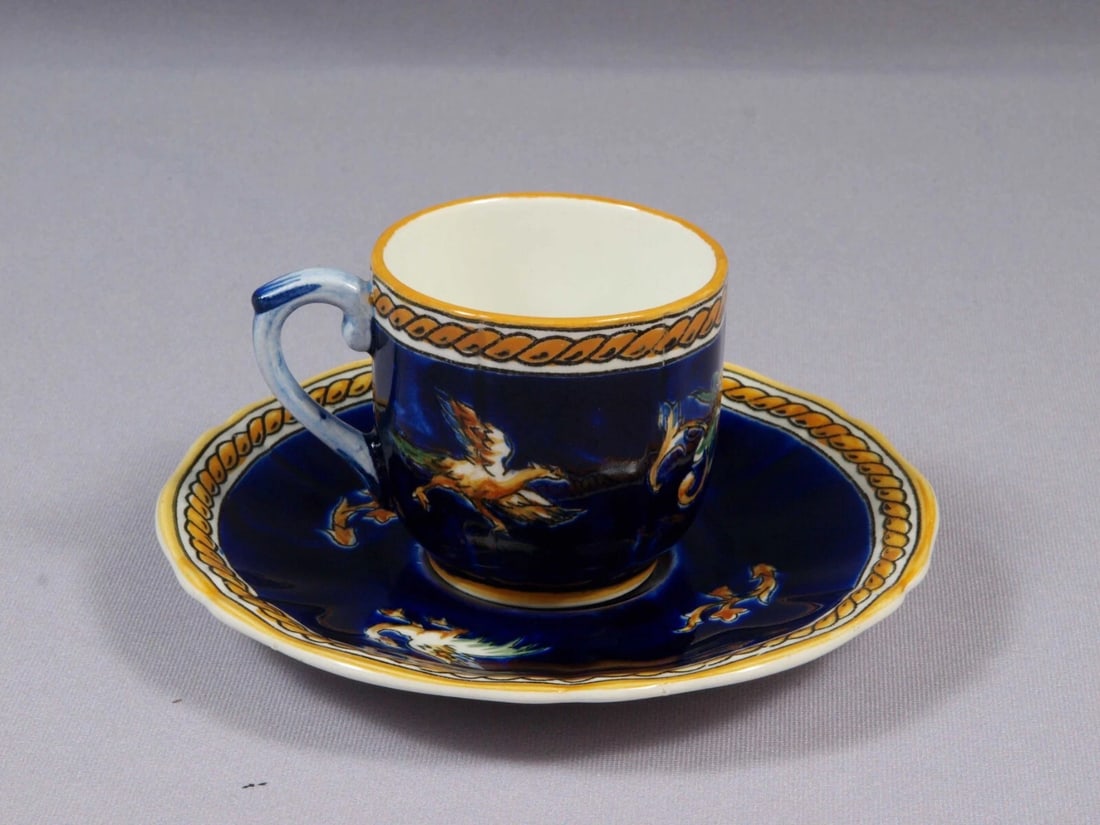 GIEN France Teapot Coffee Tea Creamer Renaissance Fond Blue Bleu Faience French - 10