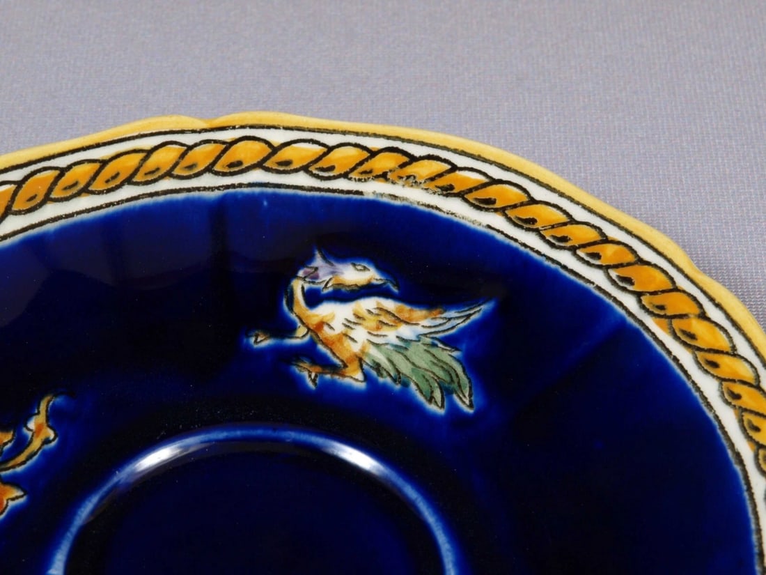 GIEN France Teapot Coffee Tea Creamer Renaissance Fond Blue Bleu Faience French - 12