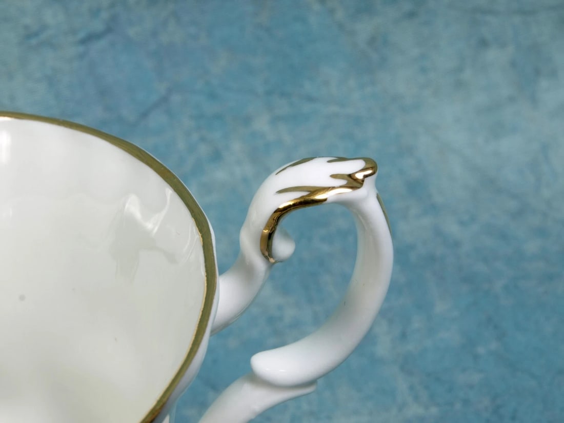 Royal Albert Trillium Bone China Coffee Tea Cup Saucer Classy gold white green - 3