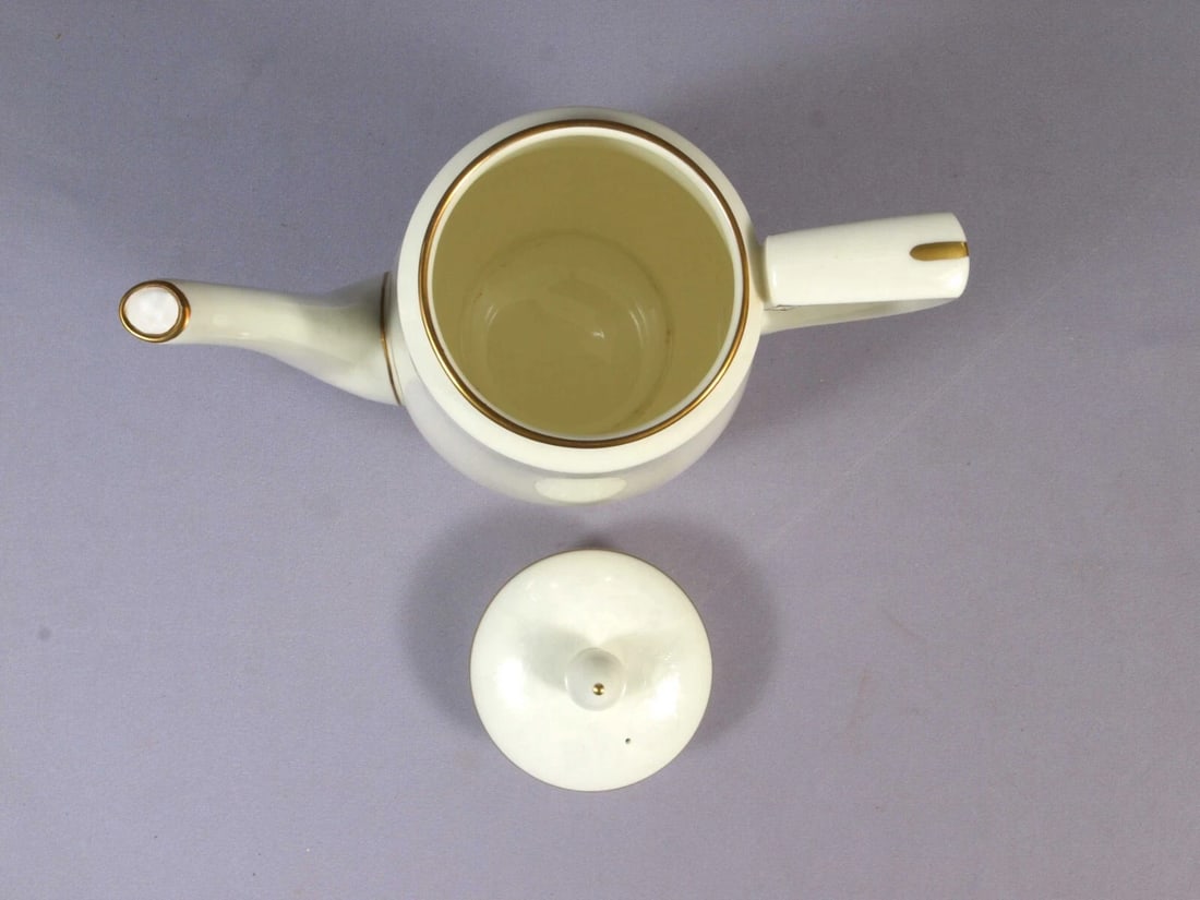 Royal Worcester CONCERTO White Embossed Gold Tall Large Coffee Tea Pot England - 3