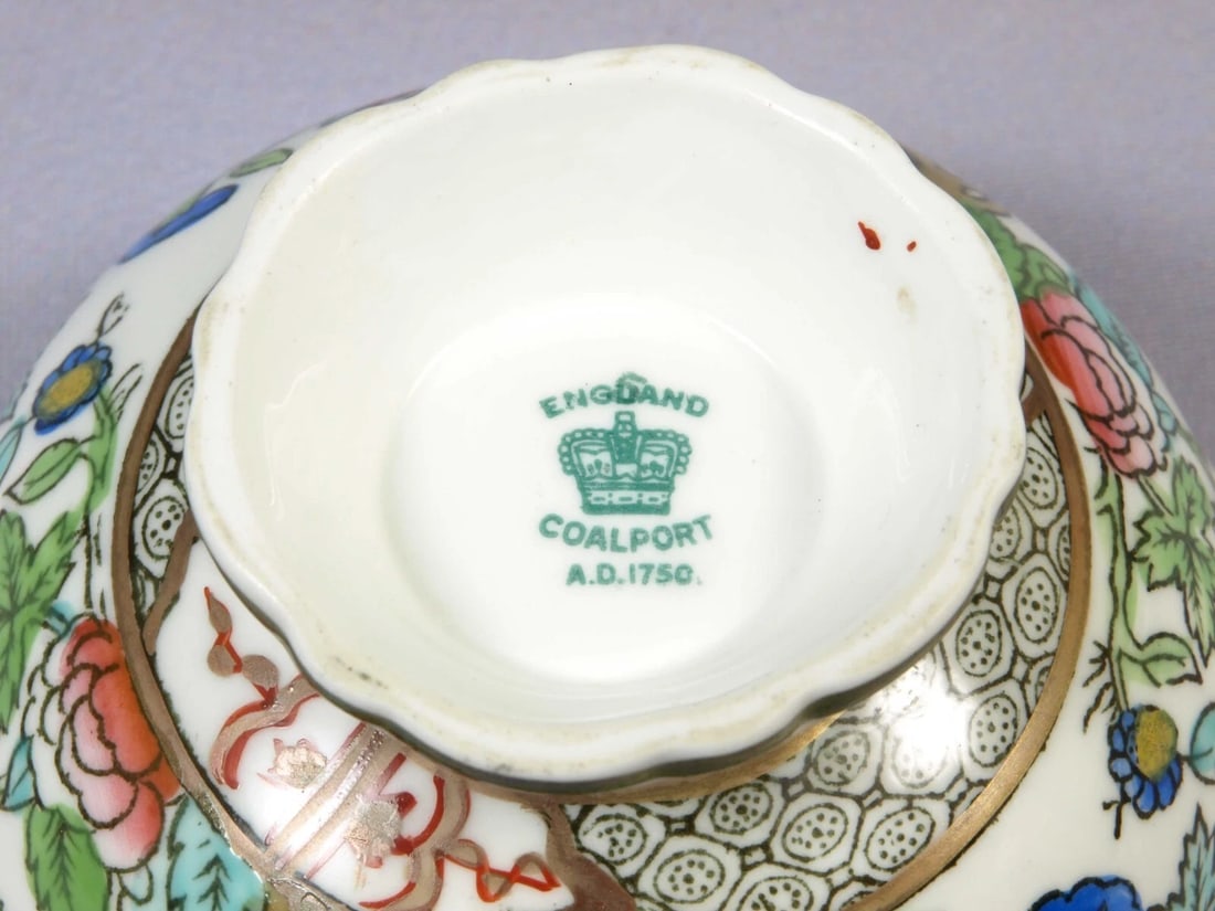Coalport Indian Tree Open Sugar Bowl Only England Green Mark - 4