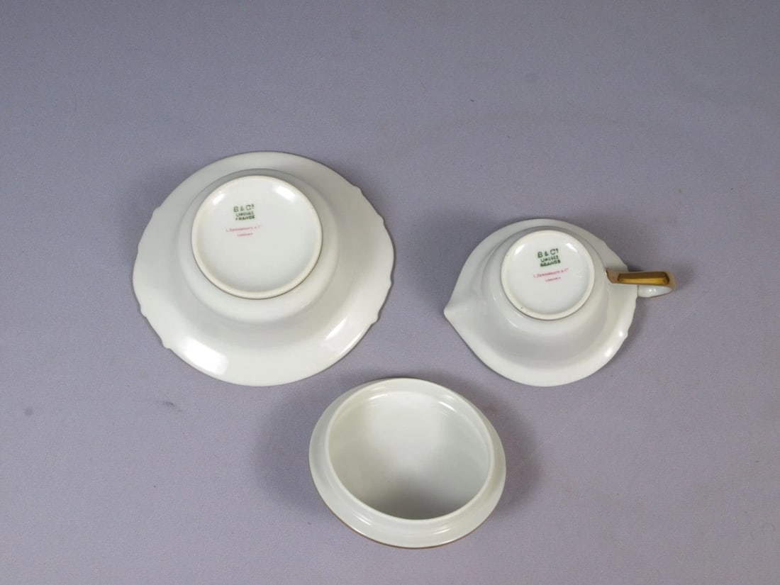 Limoges L. BERNARDAUD B&C Creamer Milk Jug Cover Sugar Bowl Gold France - 3