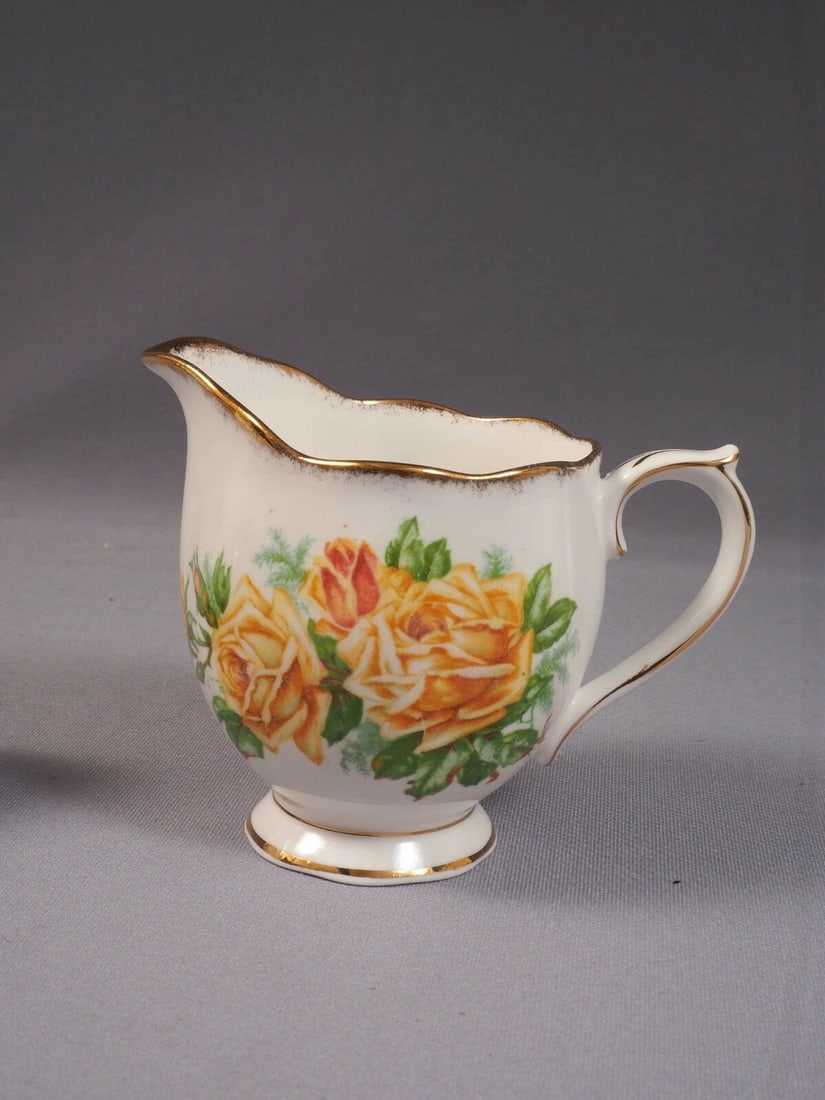 Royal Albert Yellow Tea Rose Cream Milk Creamer Jug Sugar bowl Bone China LARGE - 2