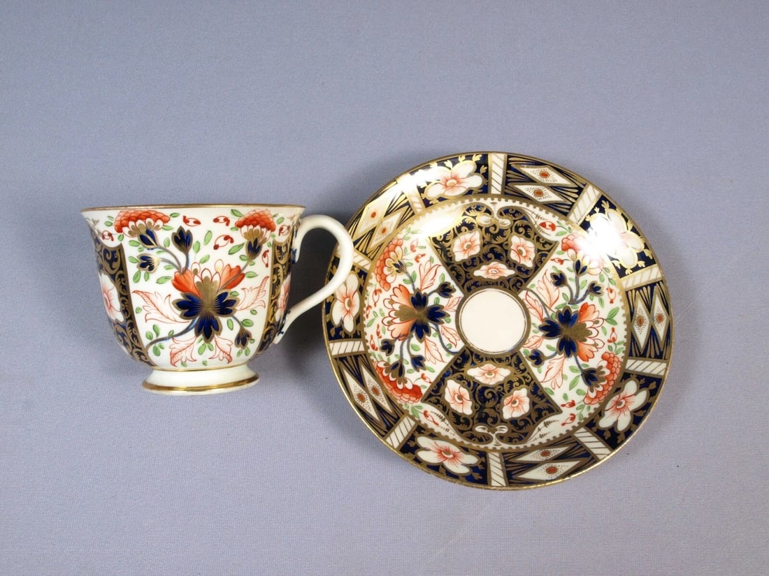 Bloor Derby Davenport Porcelain IMARI Duesbury 1800's Coffee Teacup Saucer - 2
