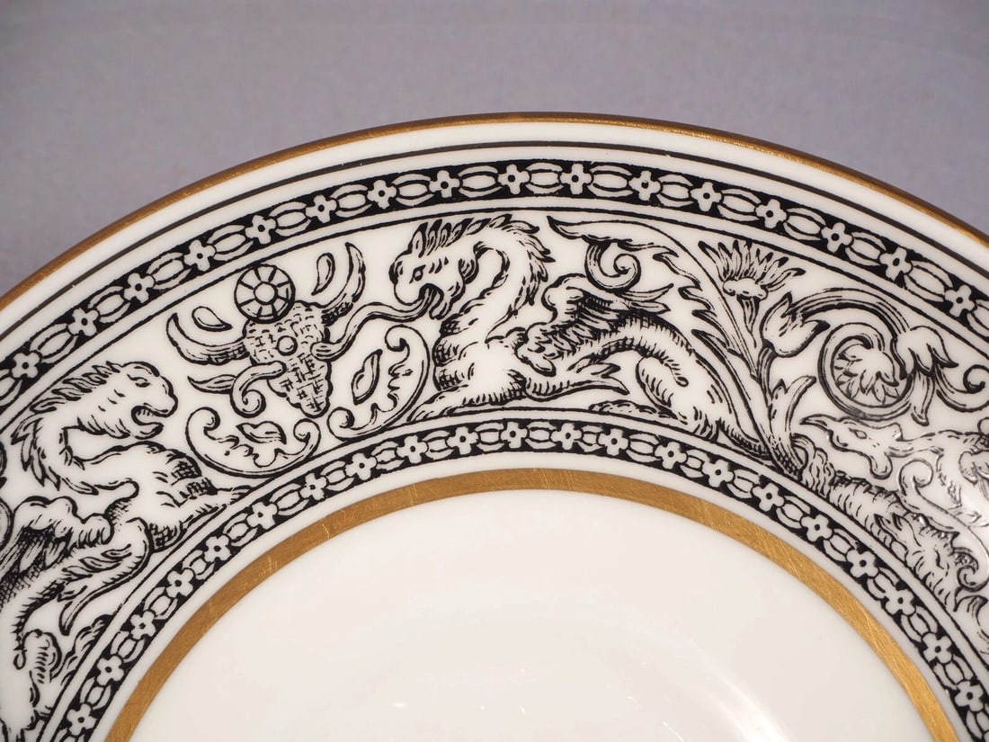 Wedgwood FLORENTINE BLACK Coffee Tea Cup Saucer Set W4312 England - 3