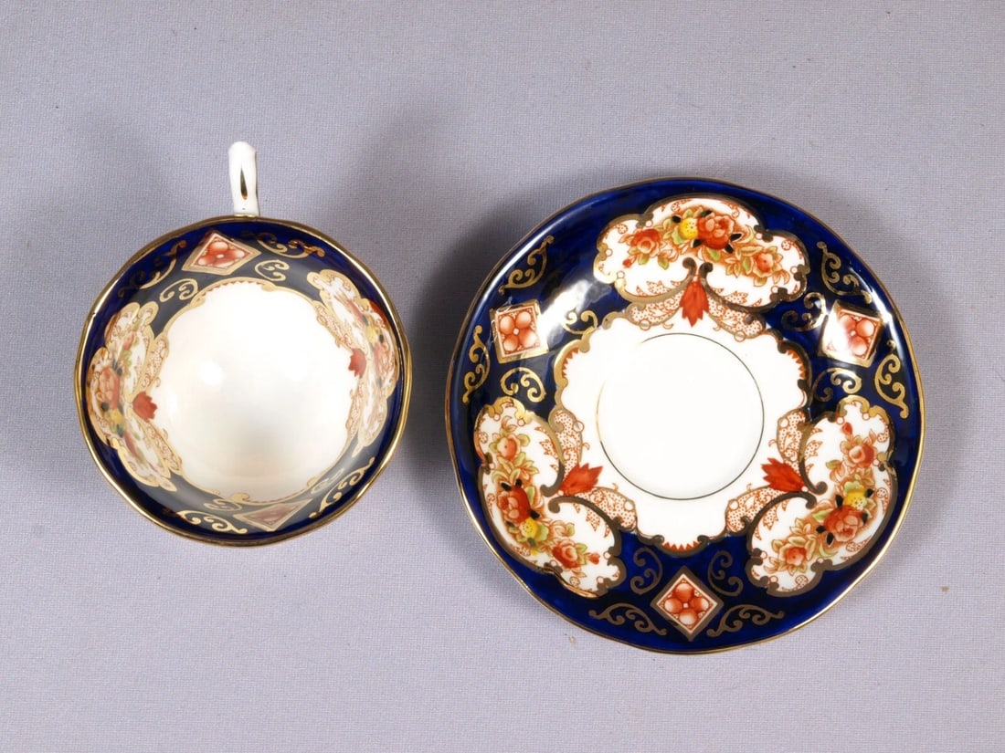 Royal Albert Crown China Heirloom IMARI Coffee Espresso cup Saucer COBALT Blue - 3