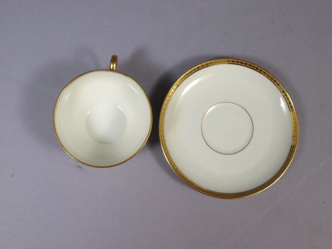 Limoges Elite Bawo & Dotter BWD25 Laurel Leaf Coffee Tea Cup Saucer Set France - 3