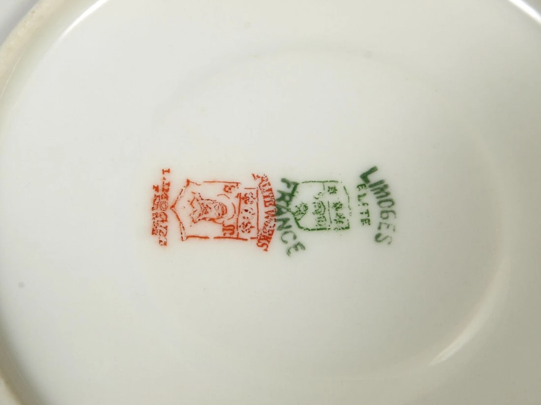 Limoges Elite Bawo & Dotter BWD25 Laurel Leaf Coffee Tea Cup Saucer Set France - 5