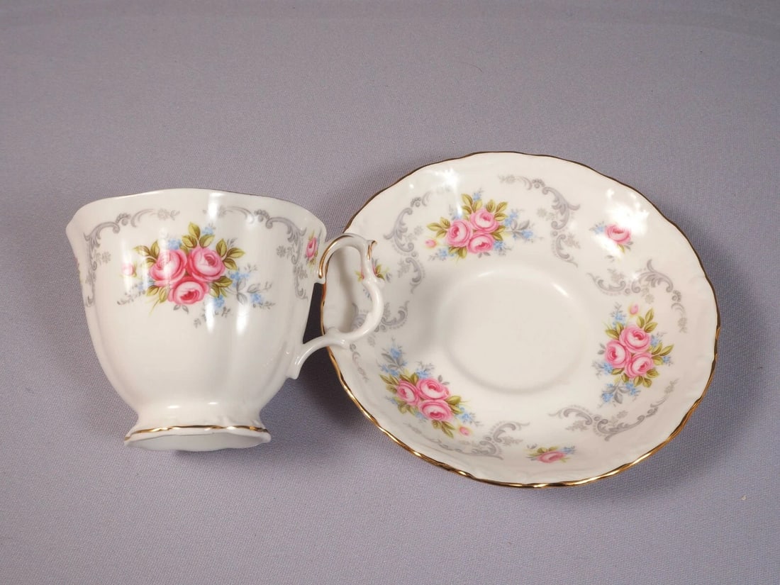 Royal Albert Tranquillity Coffee Tea Cup Saucer Set Pink Roses England Gold - 2