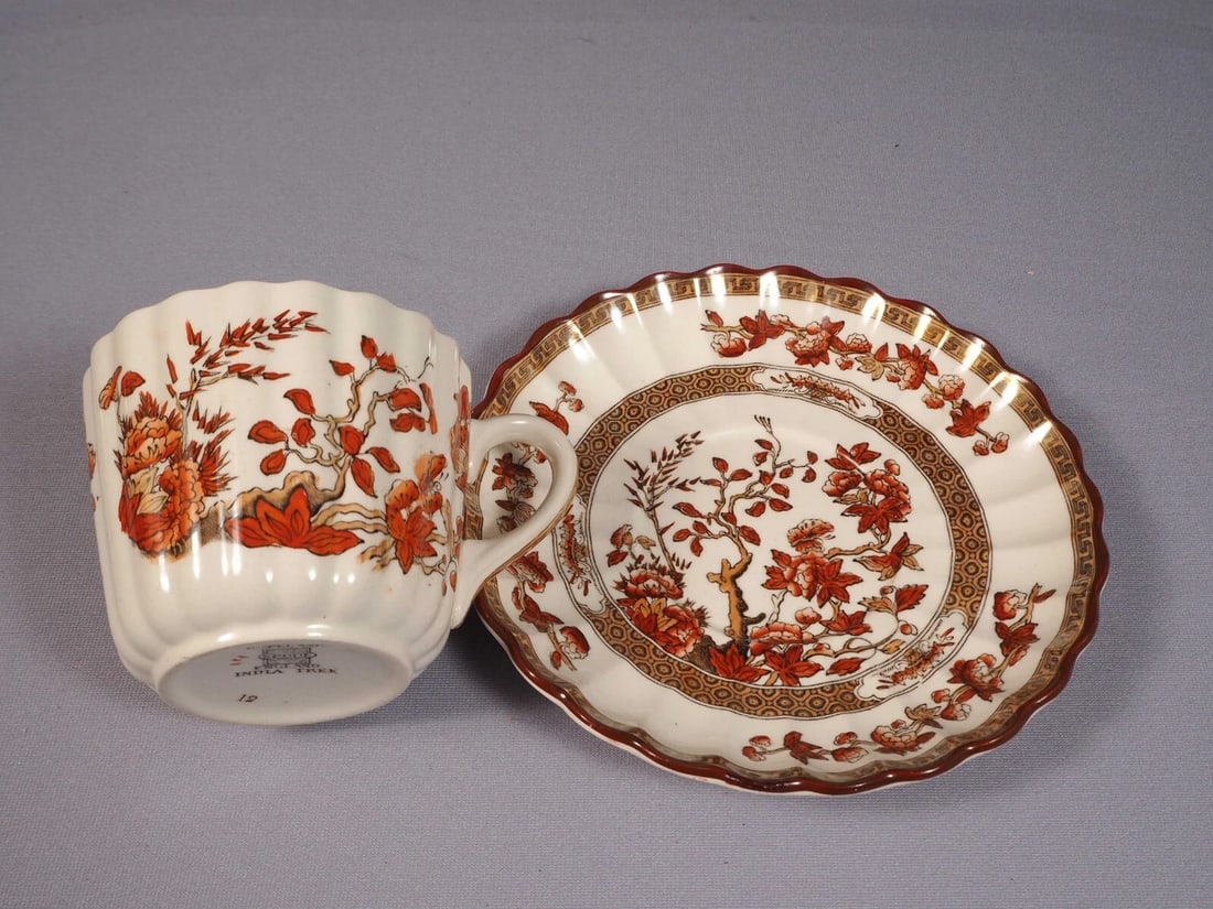 Copeland Spode Indian Tree Rust Orange Coffee Tea Cup Mug Saucer Set England - 2