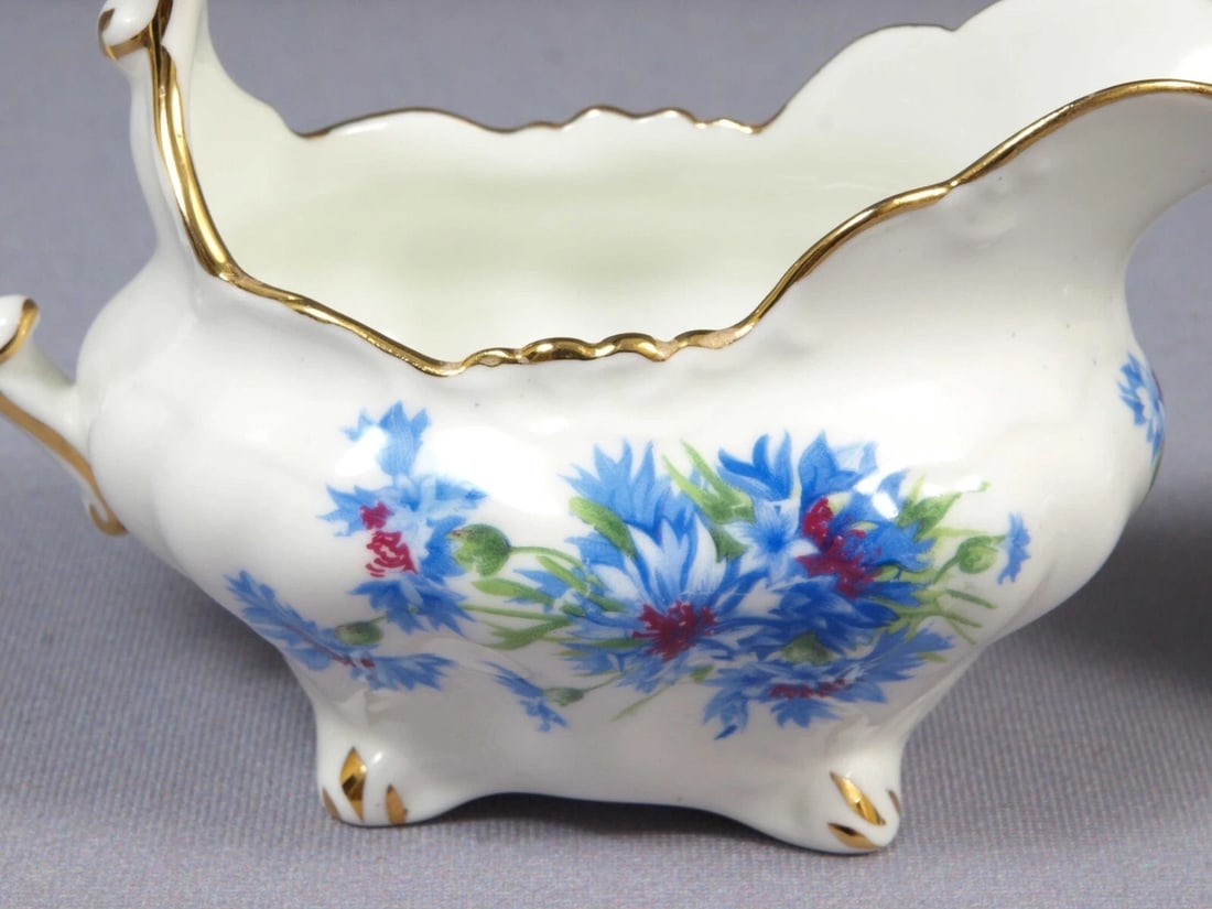 Hammersley Cornflower blue Creamer Milk Jug Sugar Bowl Set England Bone China - 2