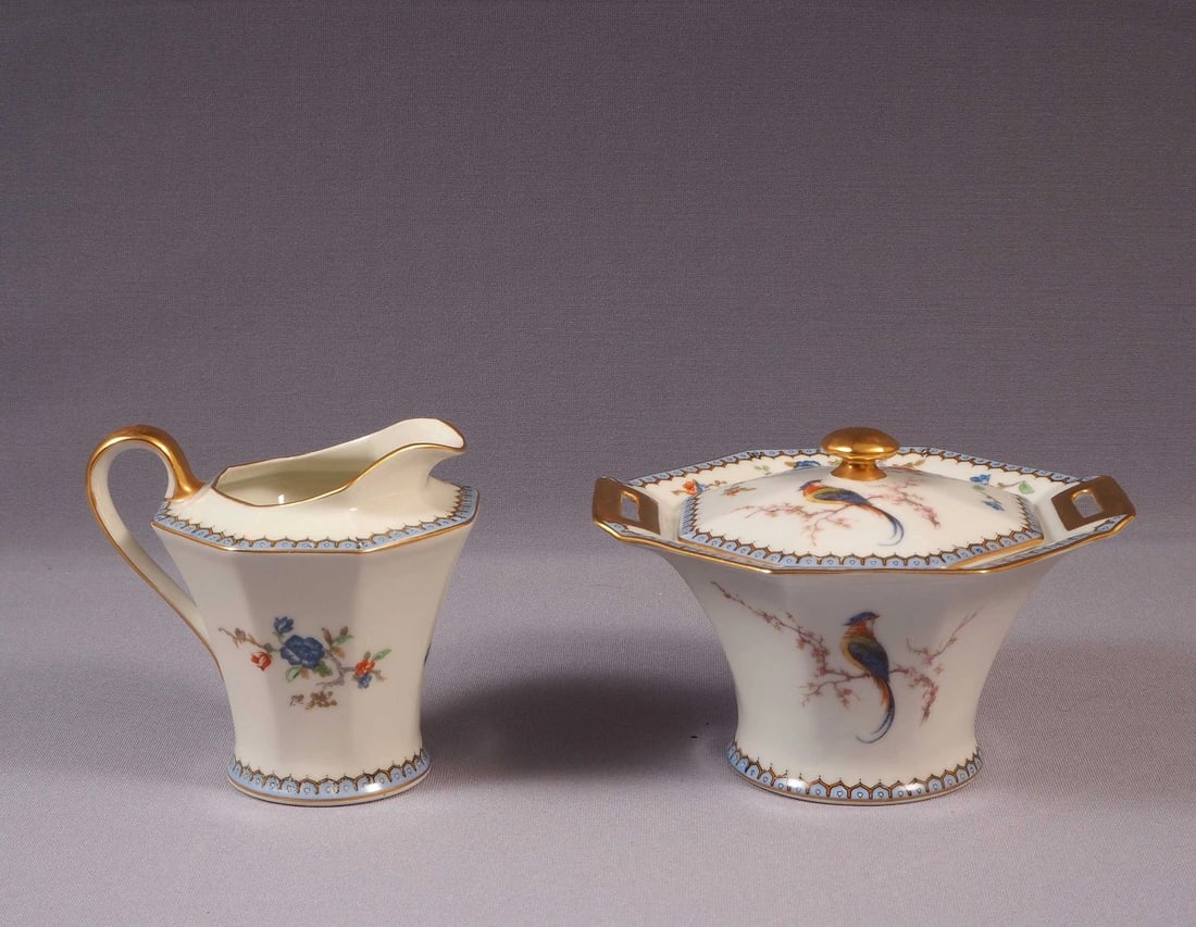 Limoges France HAVILAND PARADISE Creamer Milk Jug Cover Sugar Bowl Antique Birds: Title: Limoges France HAVILAND PARADISE Creamer Milk Jug Cover Sugar Bowl Antique Birds Description: . This is a rare and gorgeous Covered Sugar Bowl and Creamer/Milk Jug set made in Limoges, France