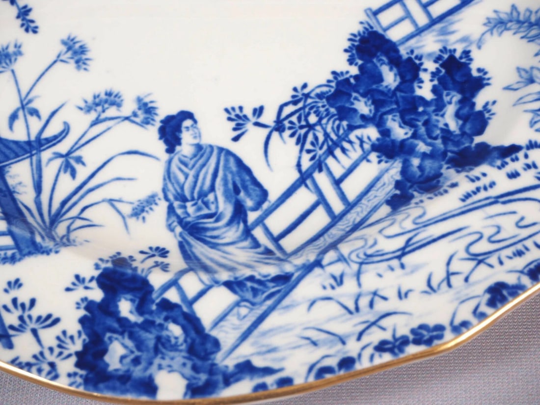 Royal Crown Derby Blue Mikado Salad Plate Coffee Tea Cup Saucer Trio Setting - 4