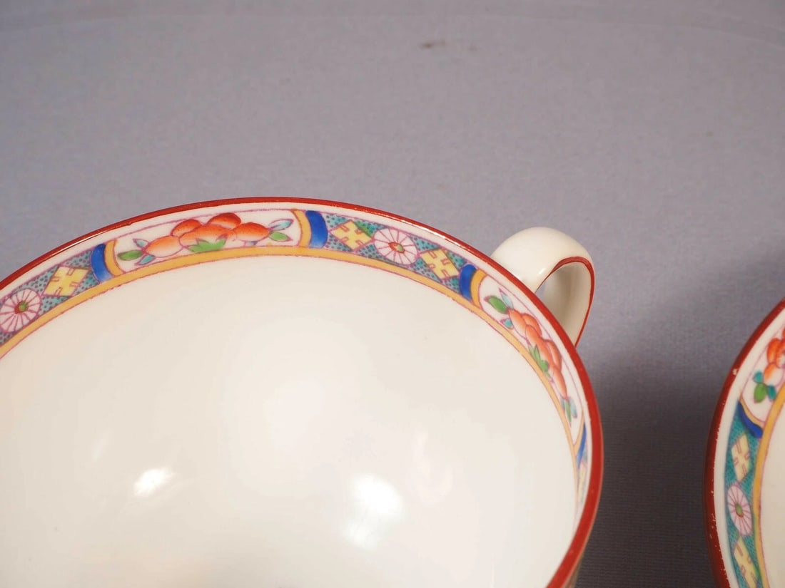 MINTON ROSE ANTIQUE Older Coffee Tea cup Saucer Set Red Laurel Floral A4807 - 4