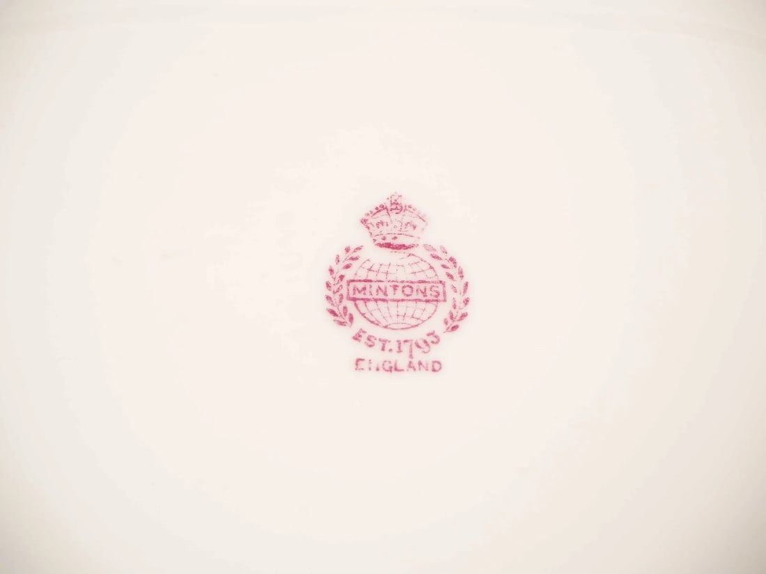 MINTON ROSE ANTIQUE Older Coffee Tea cup Saucer Set Red Laurel Floral A4807 - 8