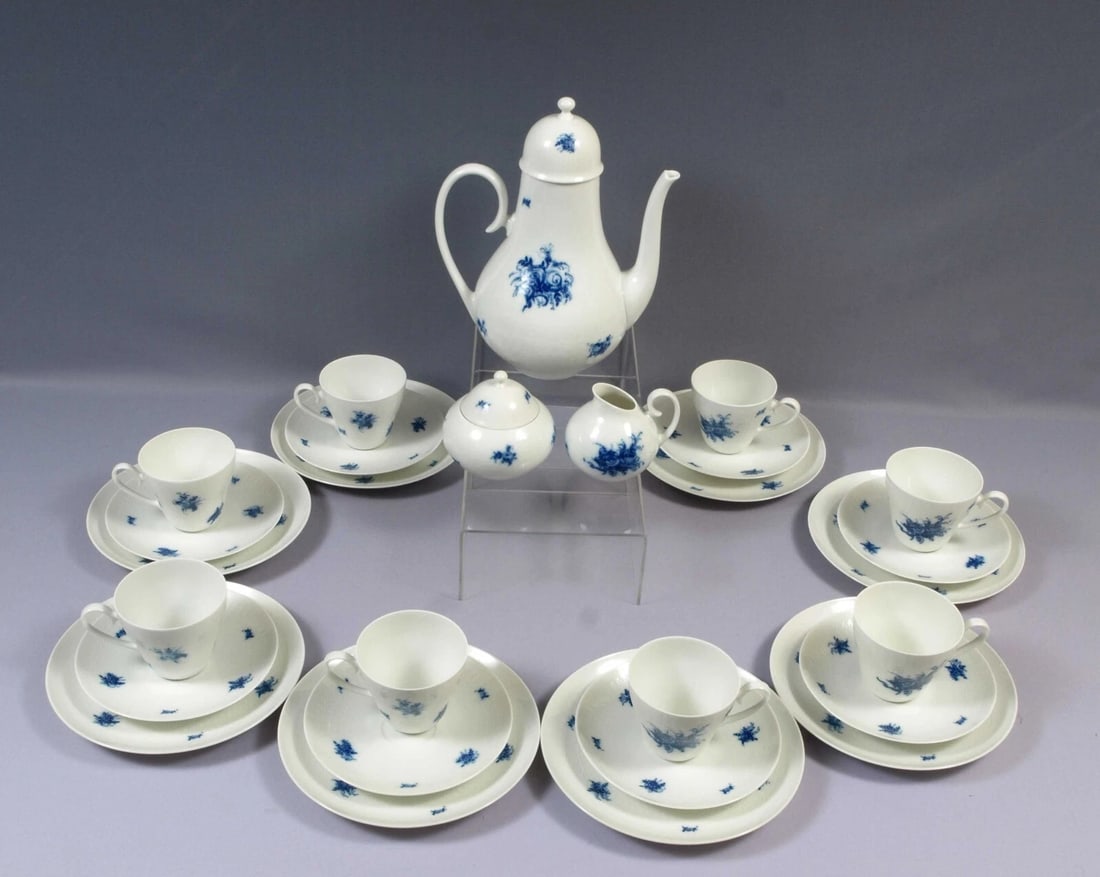 Vintage ROSENTHAL Bjorn RHAPSODY Germany Coffee Tea Cup Plate Teapot Sugar Blue - 2