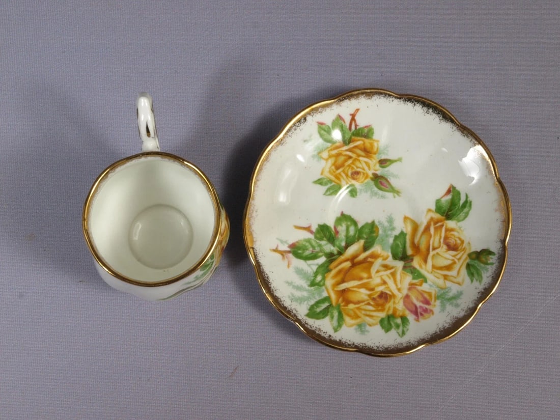 Royal Albert Yellow Tea Rose Bone China Coffee ESPRESSO cup Saucer England - 3