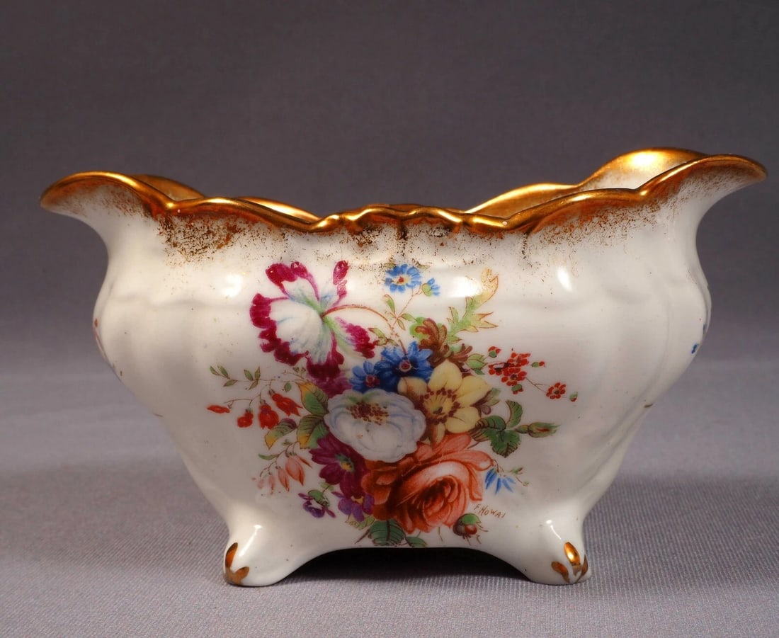 Hammersley LADY PATRICIA Gold Signed F Howard Creamer Milk Jug Sugar Bowl Set - 4