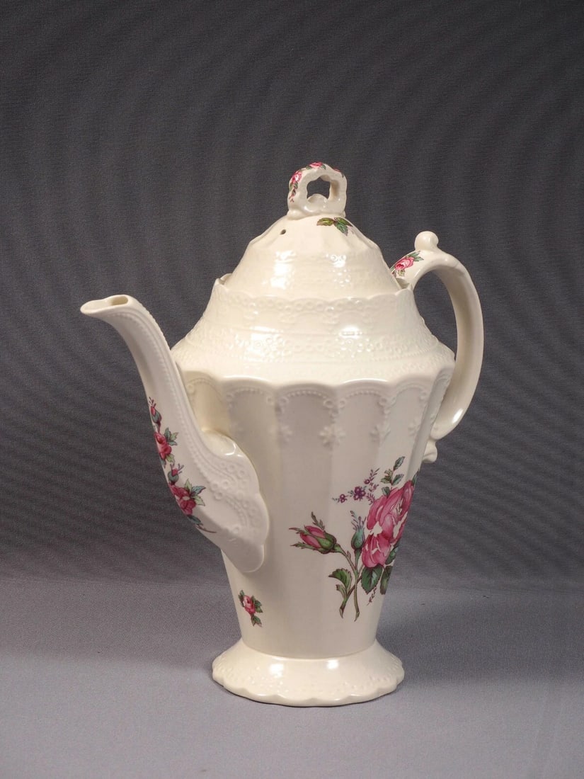 OLD MARK Copeland Spode Billingsley Rose Coffee Teapot Pot England - 3