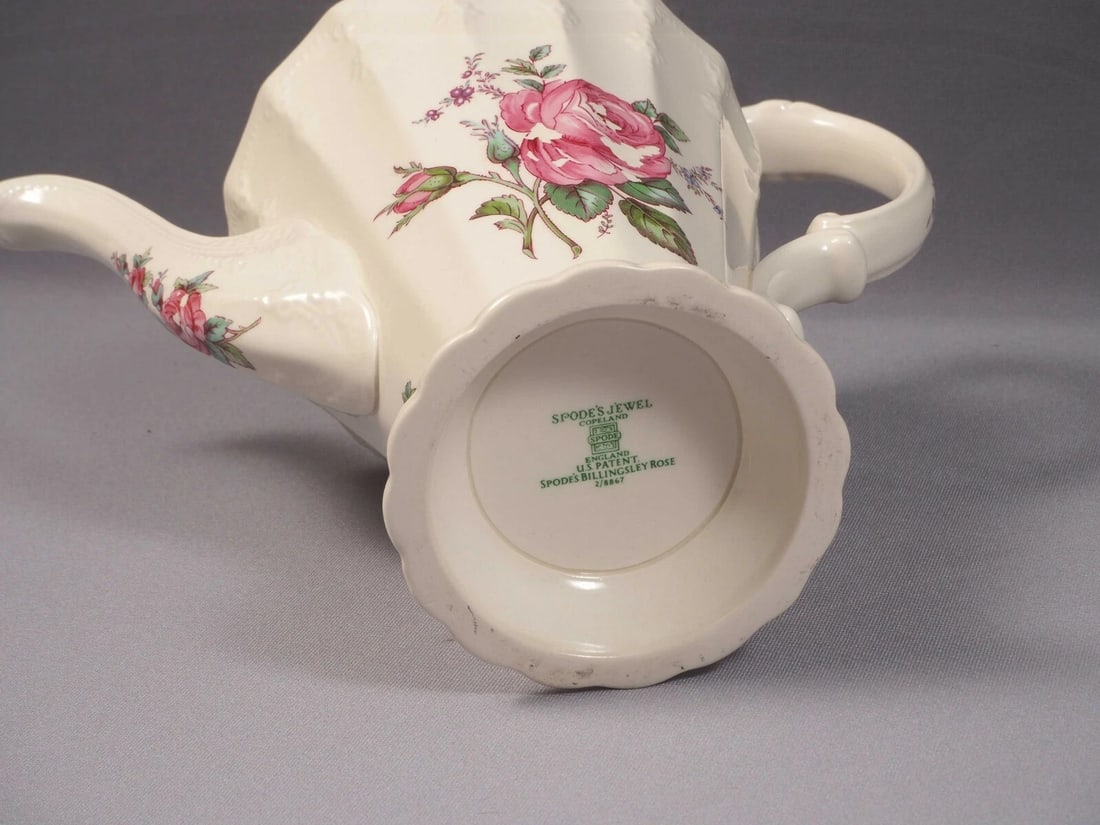 OLD MARK Copeland Spode Billingsley Rose Coffee Teapot Pot England - 8