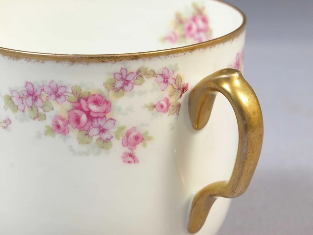 BRIDAL Rose Limoges France Bawo Dotter Elite Coffee Tea Mug LARGE RARE - 3