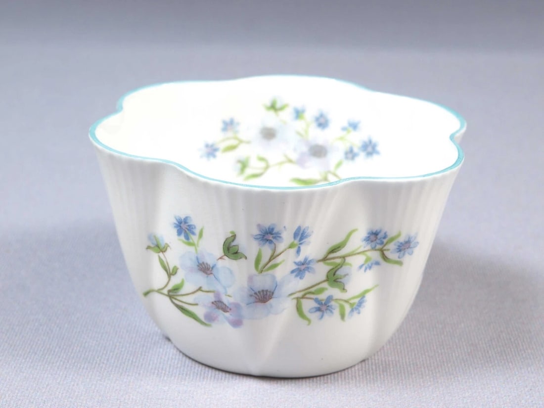 Shelley BLUE ROCK Dainty Shape Creamer Jug Milk Sugar Bowl Set Bone China 272101 - 4