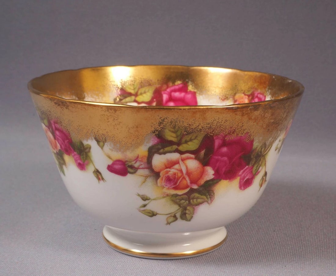 Royal Chelsea GOLDEN ROSE Creamer Milk Jug Open Sugar Bowl Set England LARGE - 3