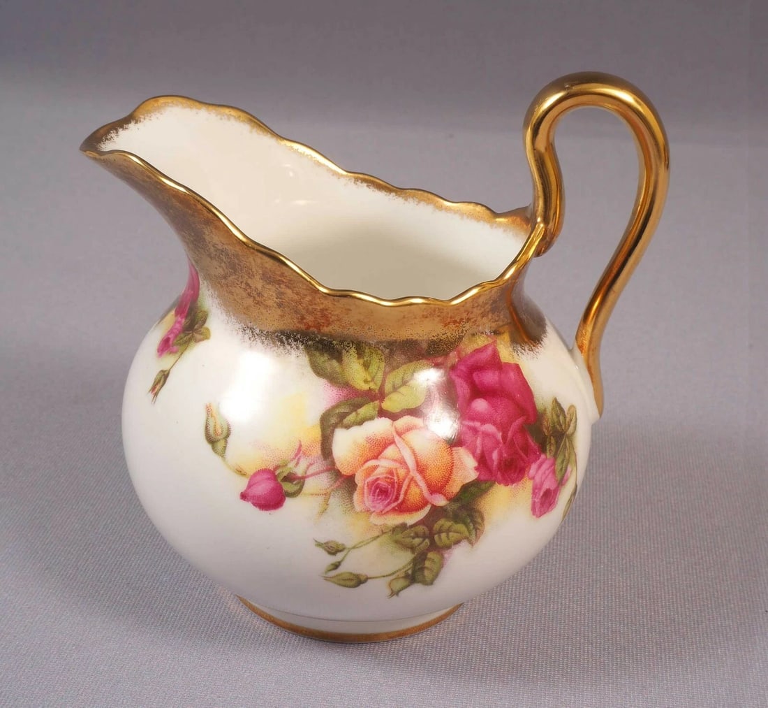 Royal Chelsea GOLDEN ROSE Creamer Milk Jug Open Sugar Bowl Set England LARGE - 4
