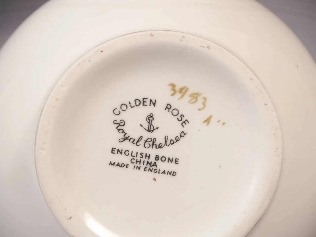 Royal Chelsea GOLDEN ROSE Creamer Milk Jug Open Sugar Bowl Set England LARGE - 5